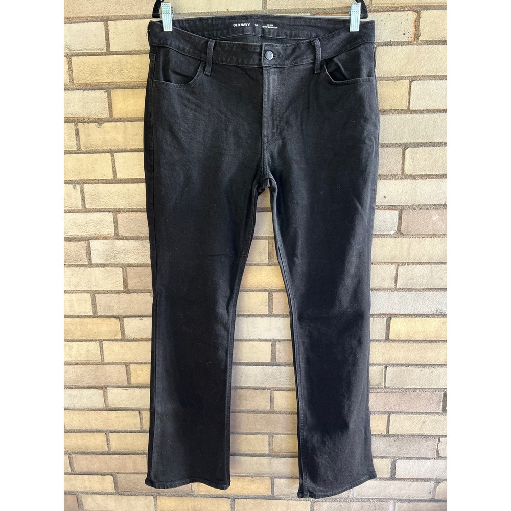 Old Navy Wow Boot-Cut Mid-Rise Black Jeans Size 14